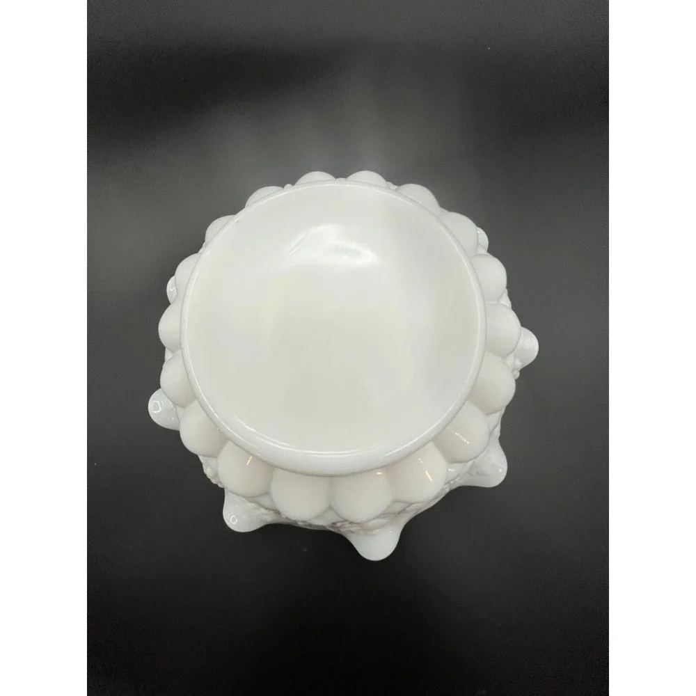 Vintage 1950s Westmoreland White Milk‎ glass Paneled 9 in Grape Bowl
